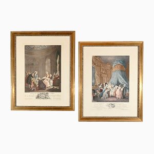 J.M. Moreau Le Jeune and N. De Launay, 1900, Color Engravings, Framed, Set of 2-RVK-1762854