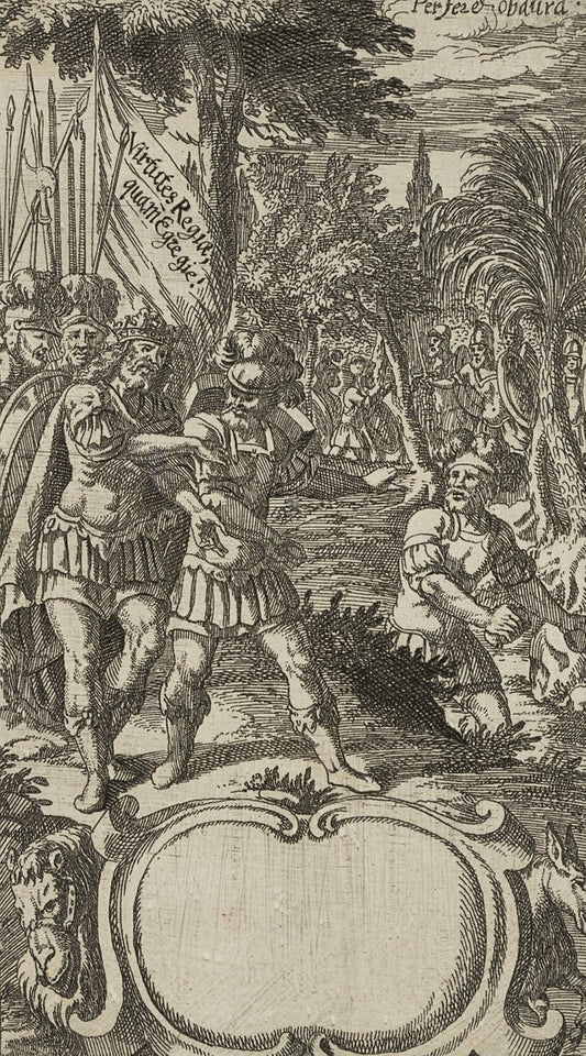 J. Meyer, a King Is Ambushed With His Army, 17th-century, Etching