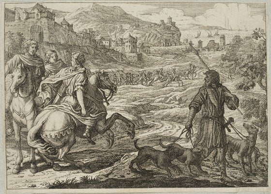 J. Meyer, Alexander the Great Rides Off to Hunt, 17th-Century, Etching-OJR-1273474