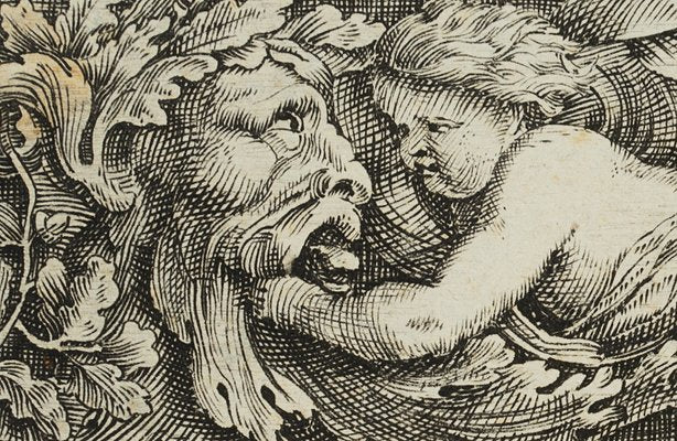 J. Meyer, Design of a Frieze With Putto, Leaf Mask and Weapons as Spoils of War, 17th-Century, Etching-OJR-1273479