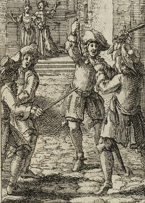 J. Meyer, Duel in the Courtyard of a Palace, 17th-Century, Etching-OJR-1273461