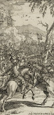 J. Meyer, Historical Horse Battle With Lancers, 17th-Century, Etching-OJR-1273436