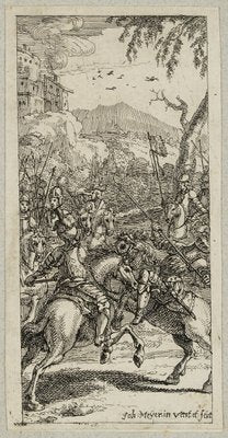 J. Meyer, Historical Horse Battle With Lancers, 17th-Century, Etching-OJR-1273436