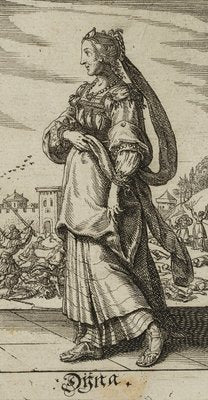 J. Meyer, Noble Woman in Front of Battle Scene, 17th-Century, Etching-OJR-1273389