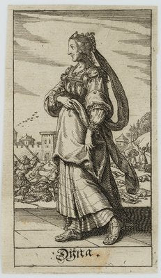 J. Meyer, Noble Woman in Front of Battle Scene, 17th-Century, Etching-OJR-1273389