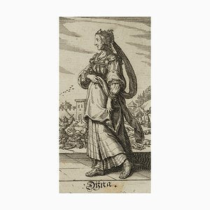 J. Meyer, Noble Woman in Front of Battle Scene, 17th-Century, Etching-OJR-1273389