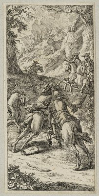 J. Meyer, Rider Assault on Forest Path, 17th-Century, Etching-OJR-1273460