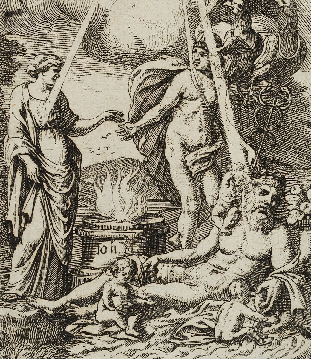 J. Meyer, Symbol of the Chest, Apollo on the Chariot, 17th-Century, Etching