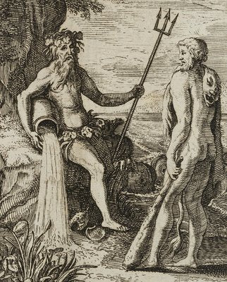 J. Meyer, Symbol of the Limbs, River God and Hercules, 17th-Century, Etching-OJR-1273430