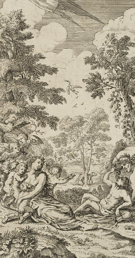 J. Meyer, Symbol of the Underbelly, Demeter and Bacchus, 17th-Century, Etching