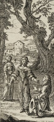 J. Meyer, Young Man Kneeling in Front of a Lady, 17th-Century, Etching-OJR-1273435