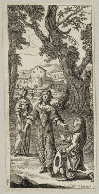 J. Meyer, Young Man Kneeling in Front of a Lady, 17th-Century, Etching-OJR-1273435