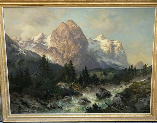 J. Miller, Mountain Landscape, Oil on Canvas, Framed-FSD-1067622