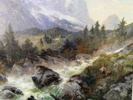 J. Miller, Mountain Landscape, Oil on Canvas, Framed-FSD-1067622