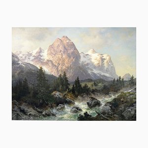 J. Miller, Mountain Landscape, Oil on Canvas, Framed-FSD-1067622