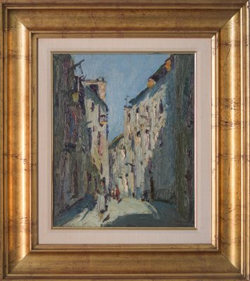 J. Mir, Street Scene on a Sunny Day, Mid-20th Century, Oil on Canvas-AOI-1106812