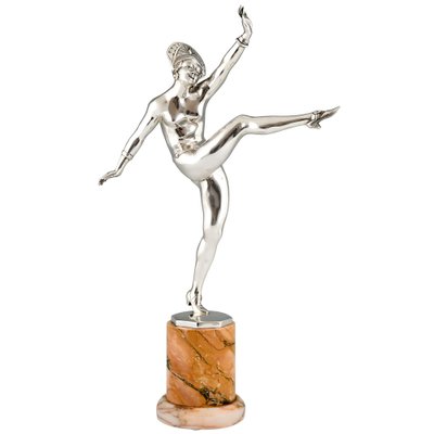 J.P. Morante, Art Deco Nude Dancer, 1930, Silver-Plated Bronze-KTN-1450788