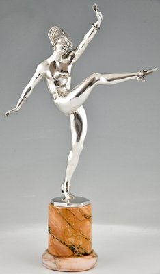 J.P. Morante, Art Deco Nude Dancer, 1930, Silver-Plated Bronze-KTN-1450788