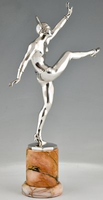 J.P. Morante, Art Deco Nude Dancer, 1930, Silver-Plated Bronze-KTN-1450788