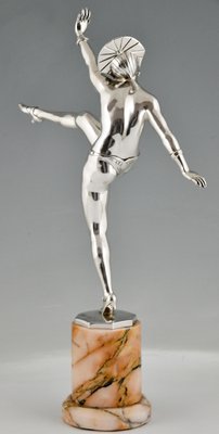 J.P. Morante, Art Deco Nude Dancer, 1930, Silver-Plated Bronze-KTN-1450788