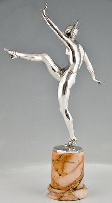 J.P. Morante, Art Deco Nude Dancer, 1930, Silver-Plated Bronze-KTN-1450788