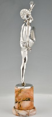 J.P. Morante, Art Deco Nude Dancer, 1930, Silver-Plated Bronze-KTN-1450788