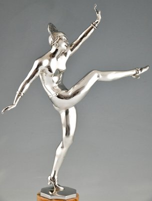 J.P. Morante, Art Deco Nude Dancer, 1930, Silver-Plated Bronze-KTN-1450788