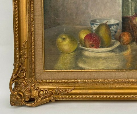 J Poisat, Still Life with Fruit, Oil on Canvas, Framed-QKG-1363700