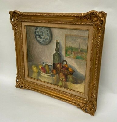 J Poisat, Still Life with Fruit, Oil on Canvas, Framed-QKG-1363700