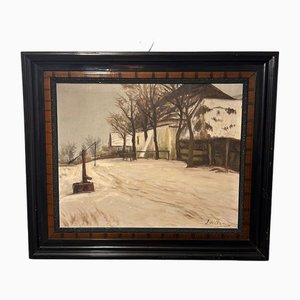 J. Wilkan, Winter Landscape, 1960s, Oil on Canvas, Framed-SZM-1767394