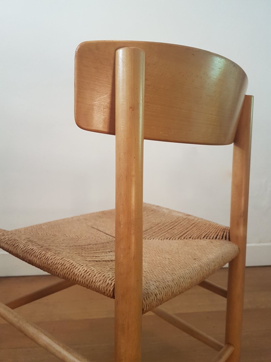 J39 Dining Chairs in Beach & Danish Papercord by Børge Mogensen for FDB Møbler, 1960s, Set of 8