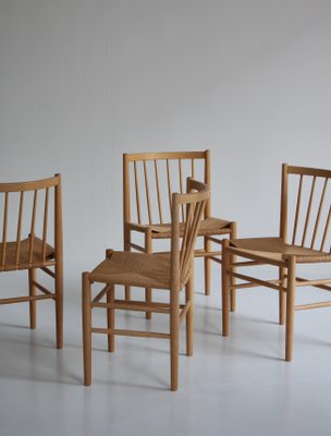 J80 Dining Chairs in Oak & Paperboard by Jørgen Bækmark, 1960s, Set of 6-WRF-1284557