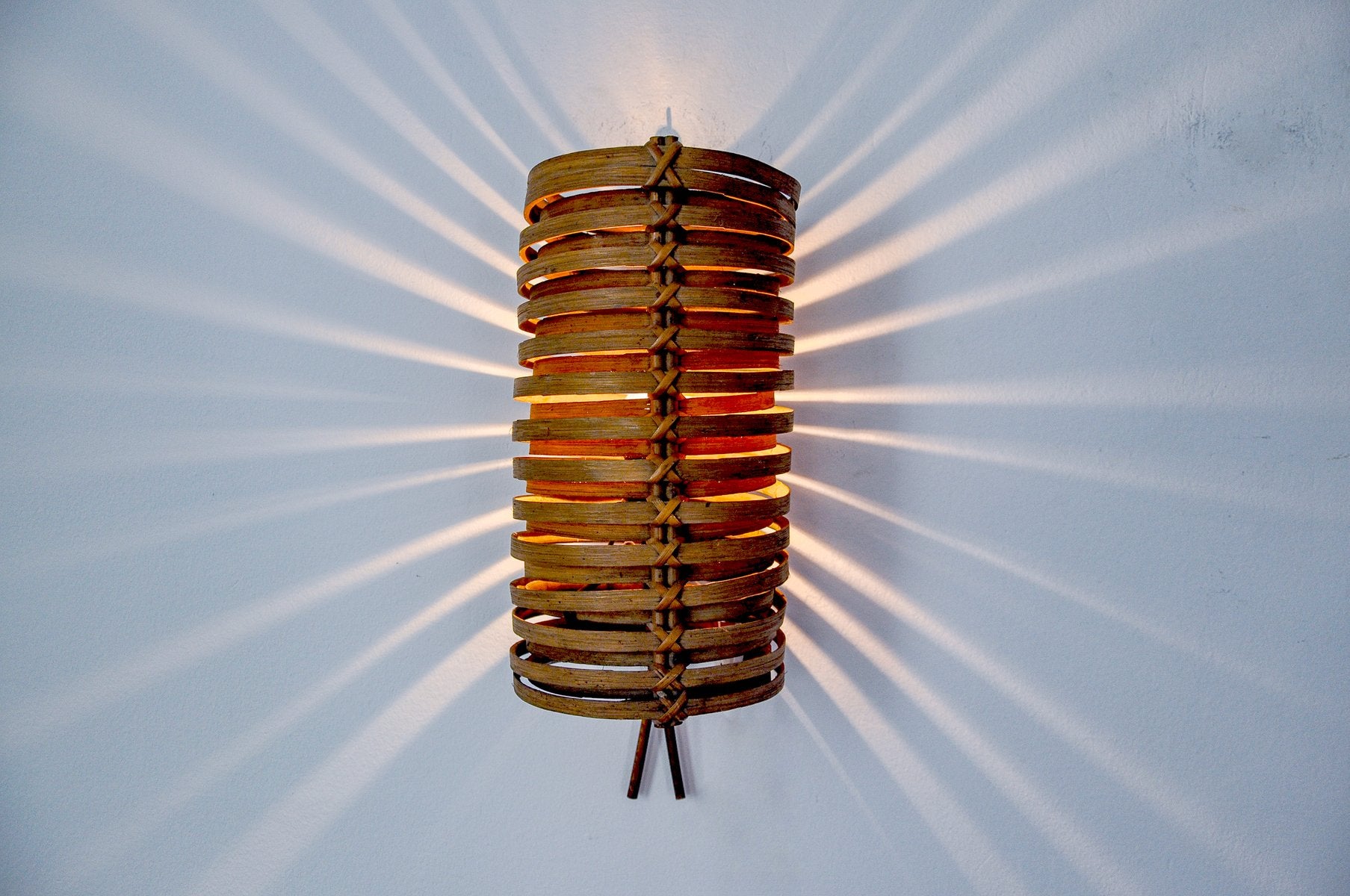 JA Junco Caned Rattan Wall Lamp by Coderch for Tunds, 1960