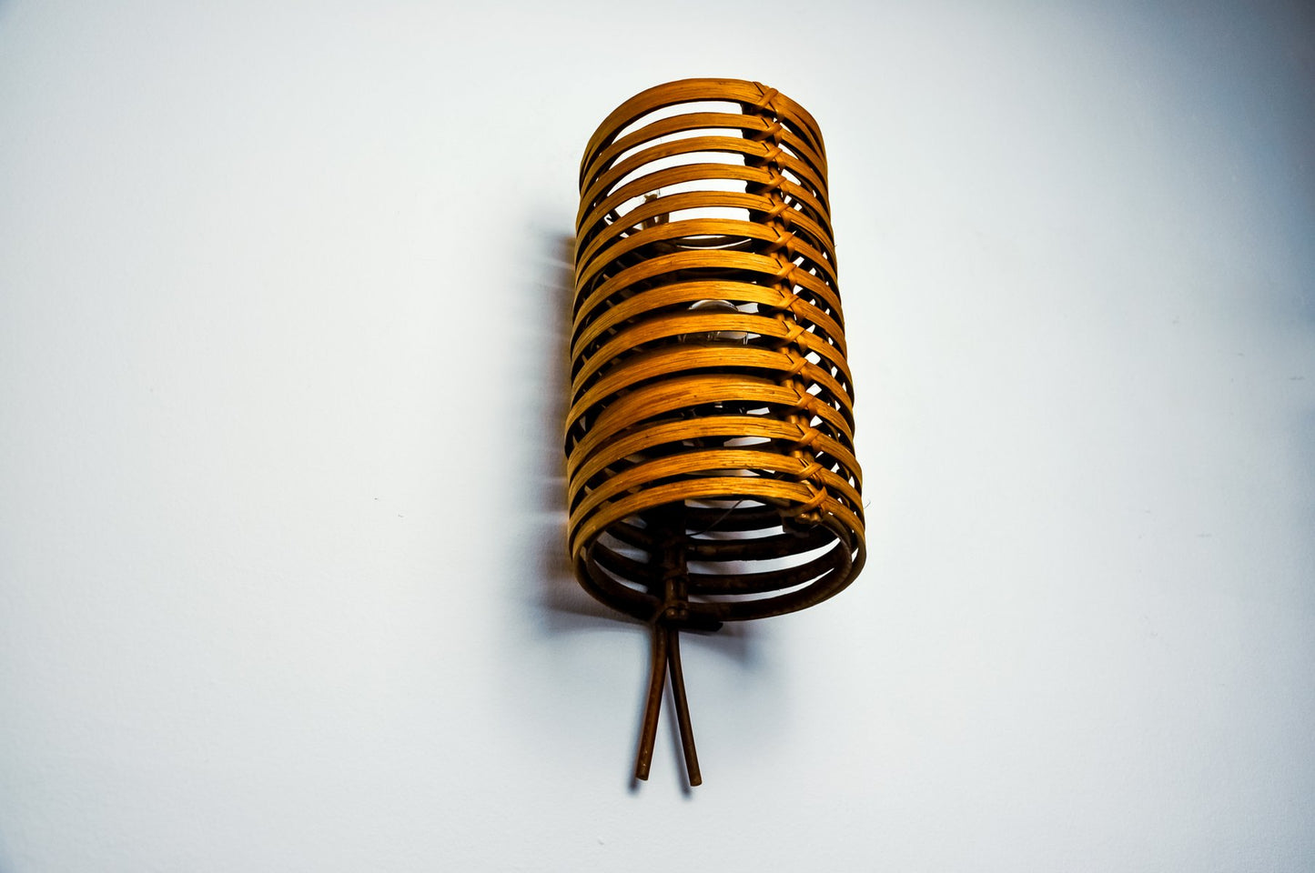 JA Junco Caned Rattan Wall Lamp by Coderch for Tunds, 1960