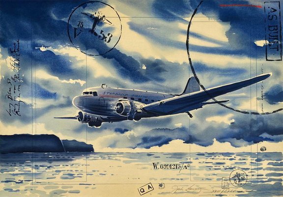 Jack Learoy, Starbrook Airlines, Coming in Over the White Sand, 1995, Lithograph on BFK Rives Paper-FMZ-1060655