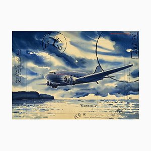 Jack Learoy, Starbrook Airlines, Coming in Over the White Sand, 1995, Lithograph on BFK Rives Paper-FMZ-1060655