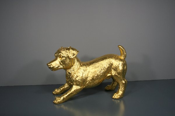 Jack Russell Figures in 24 Karat Gilt, 2000s, Set of 2-QAI-1778409