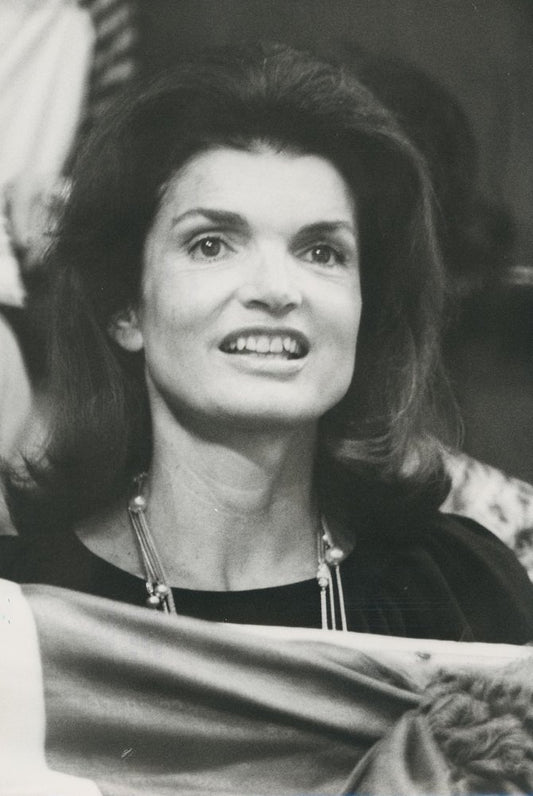 Jackie Kennedy at Madison Square Garden, Black and White Photograph, 1970s