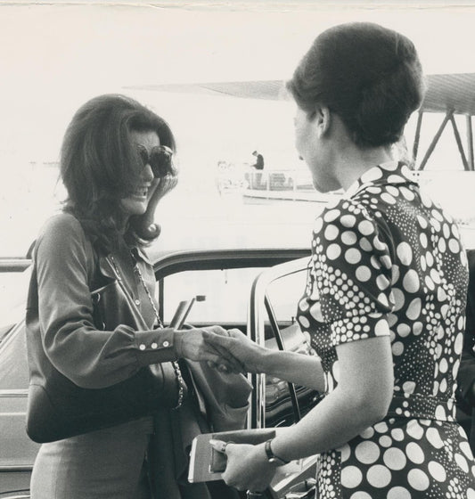 Jackie Kennedy at the Airport in Paris, France, 1970s, Photograph