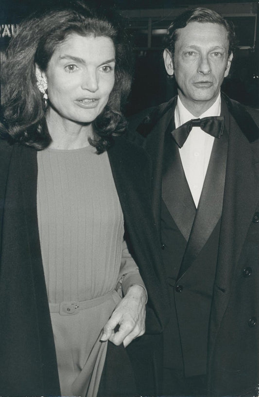 Jackie Kennedy with Company, Black and White Photograph, 1970s