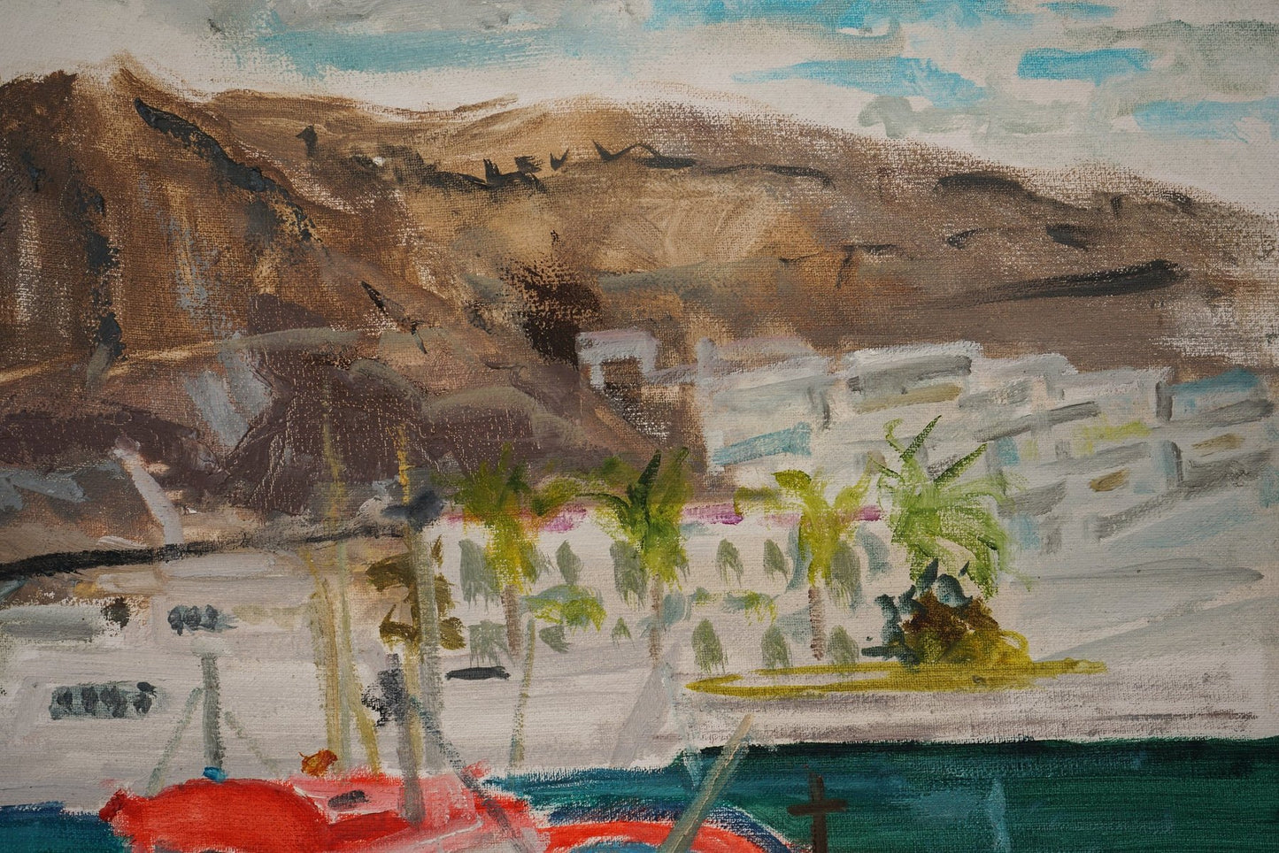 Jackson, Gran Canaria, Fishing Port and Boats, 2000s, Oil on Board