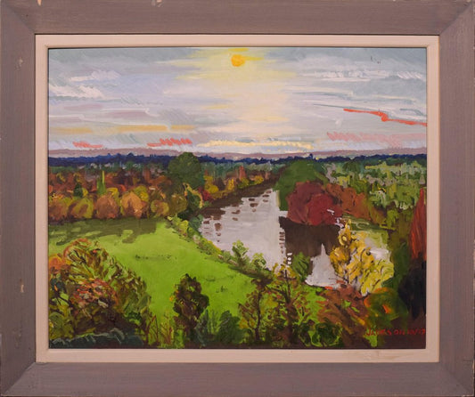 Jackson, Richmond Terrace, Autumn Sunset, 20th Century, Oil on Board, Framed