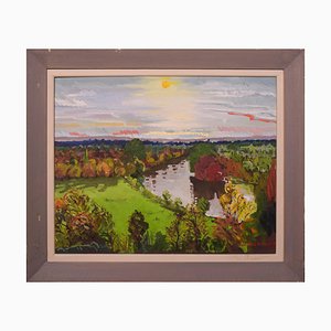 Jackson, Richmond Terrace, Autumn Sunset, 20th Century, Oil on Board, Framed-AOI-1311615