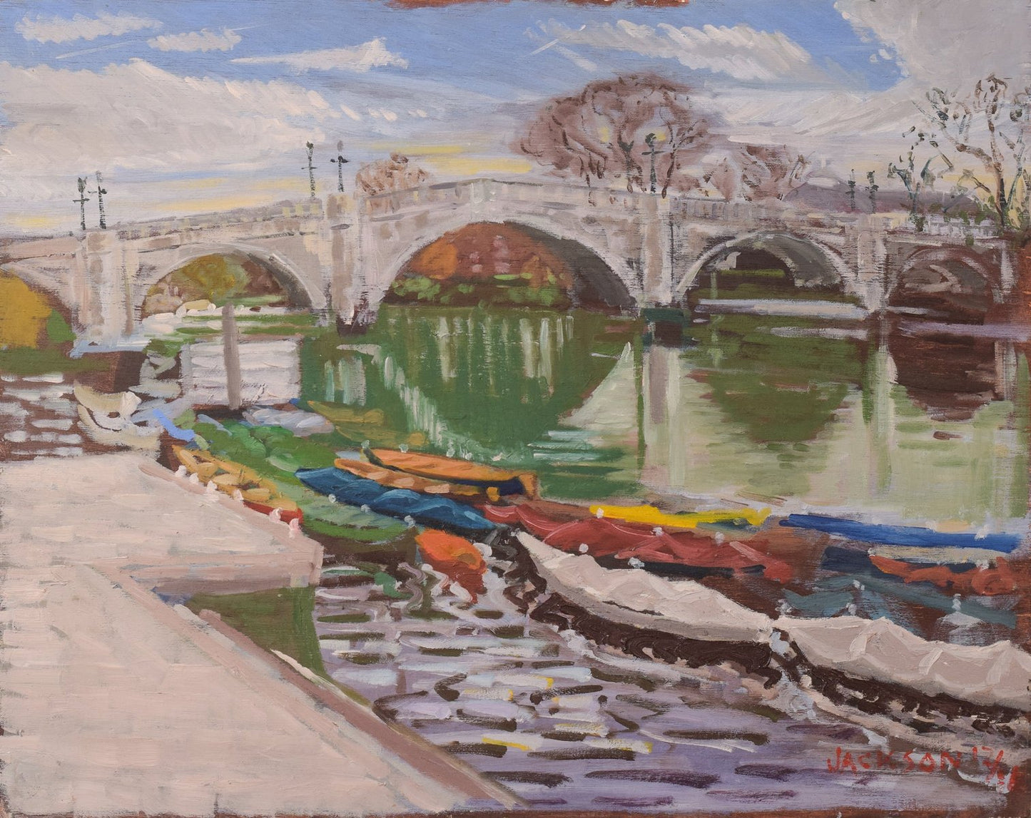 Jackson, Skiffs, Richmond Bridge, 2010, Oil on Board