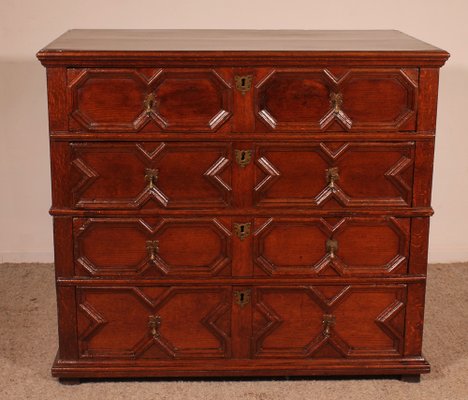 Jacobean Chest of Drawers in Oak, 17th Century-HPU-1775443