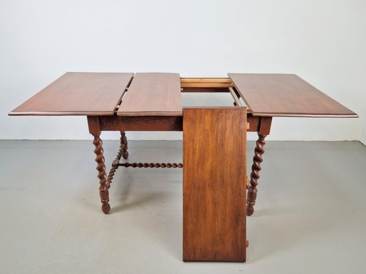 Jacobean Oak Dinning Table with Extending Barley Twist, 1890-AXJ-1725474