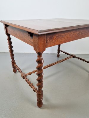 Jacobean Oak Dinning Table with Extending Barley Twist, 1890-AXJ-1725474