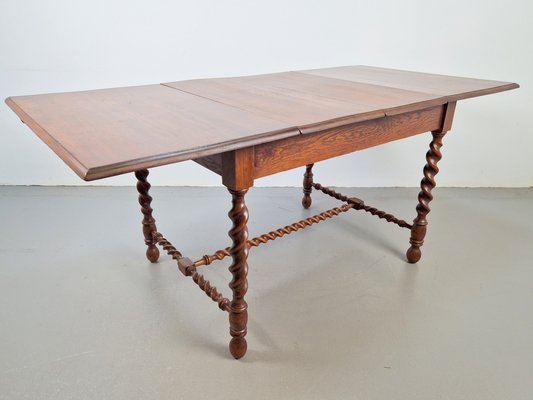 Jacobean Oak Dinning Table with Extending Barley Twist, 1890-AXJ-1725474