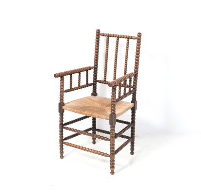 Jacobean Stained Beech Bobbin Armchair, 1900s-MY-1737152