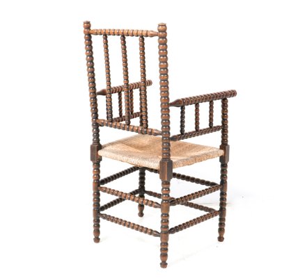 Jacobean Stained Beech Bobbin Armchair, 1900s-MY-1737152